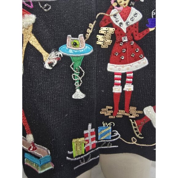 Design Options Philip & Jane Gordon Chic Christmas Cardigan Sweater Size L - Picture 11 of 16